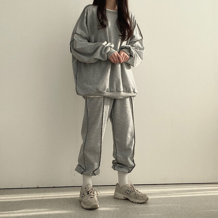 Womens Long-Sleeve Top And Pants Two-Piece Set Fashionable Casual Sportswear