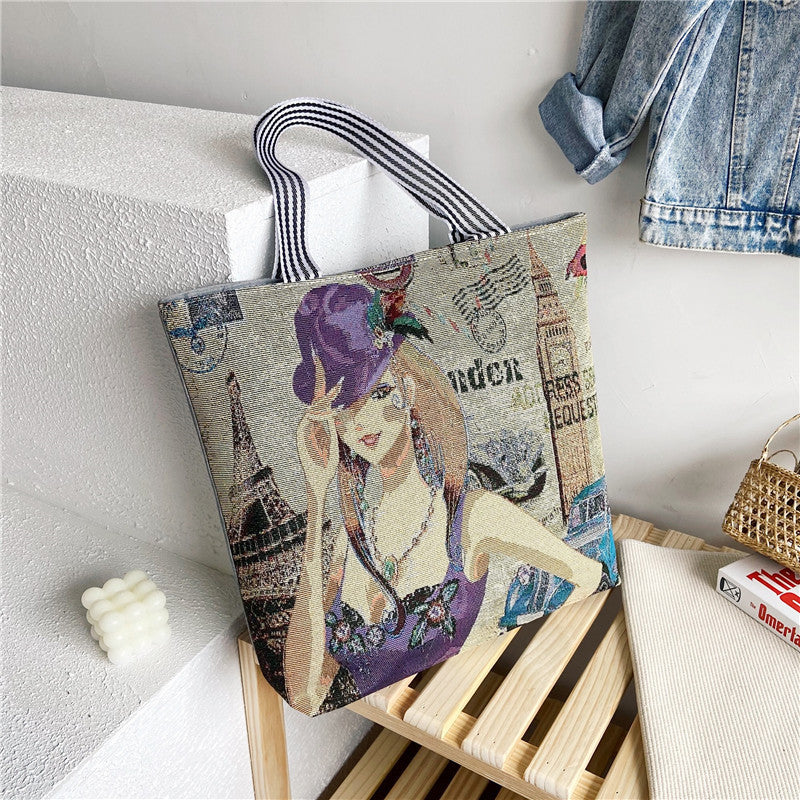 Student Portable Canvas Bag Literary Storage