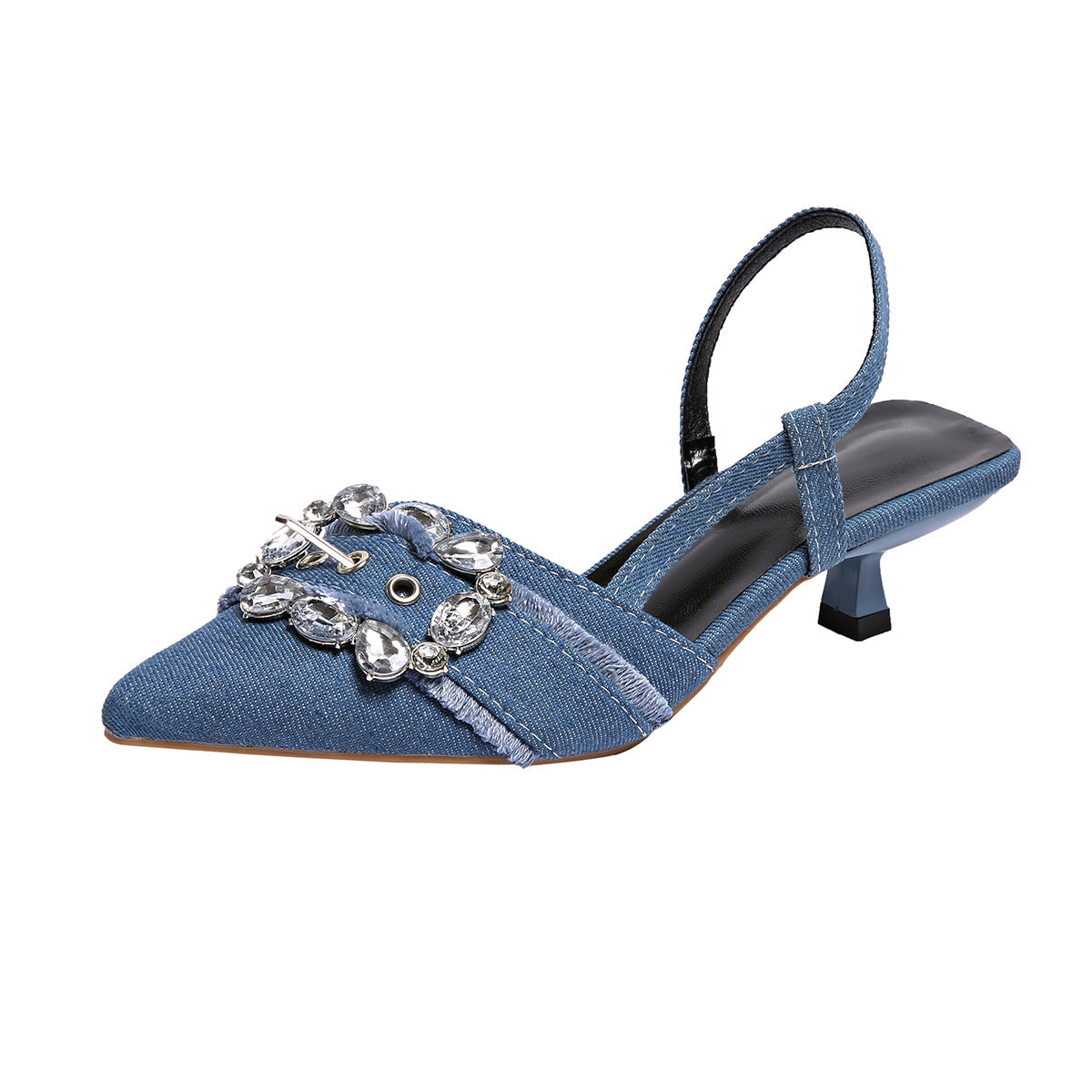 High Heel Sandals Pointed Toe Closed Toe Sandals Rhinestone