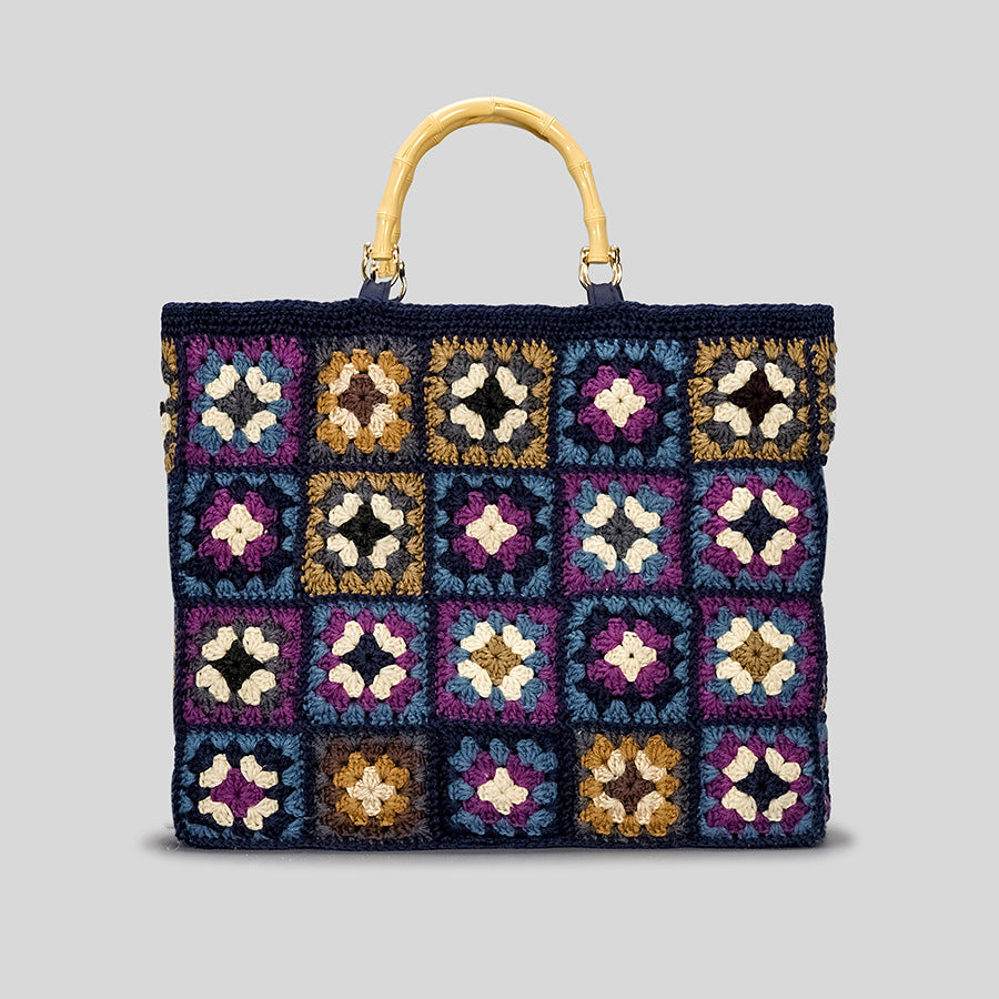 Retro Clashing Grandmother Plaid Woven Bag