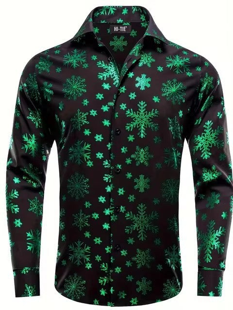 Men's Long-sleeve Shirt With A Snowflake Pattern