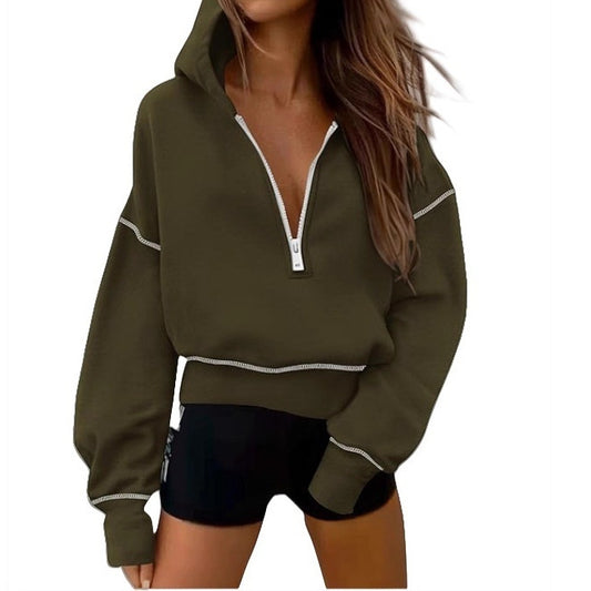 Dame Sweater Med Kort Lynlås
