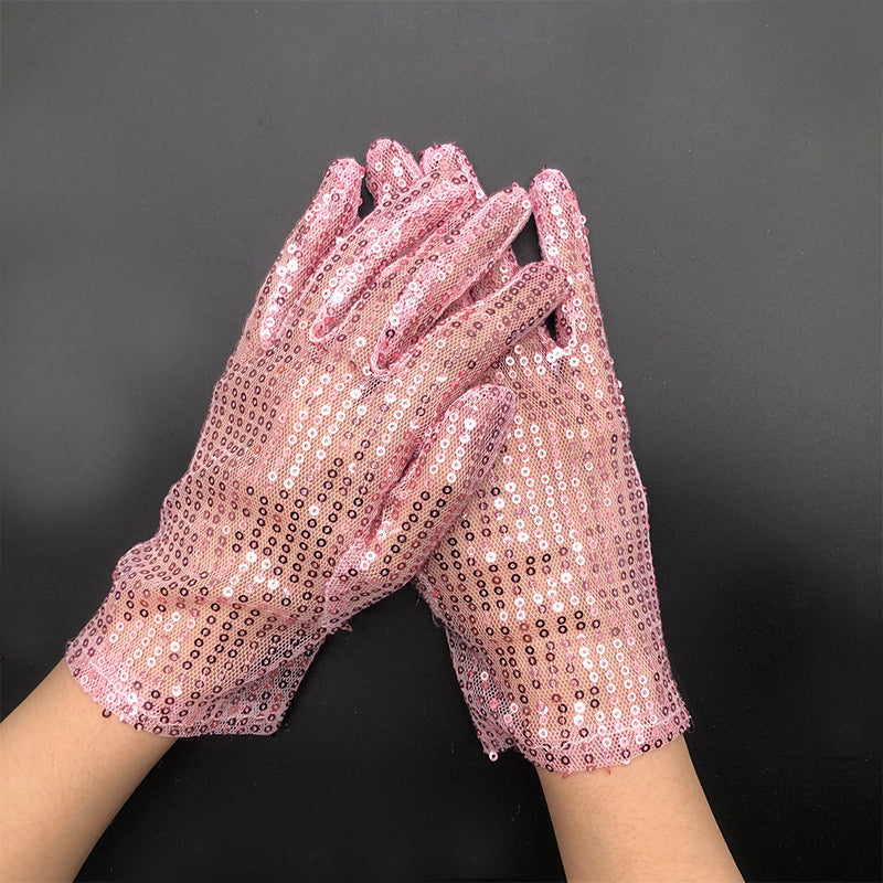 Stage Performance Fashion Thin Sequin Reflective Gloves