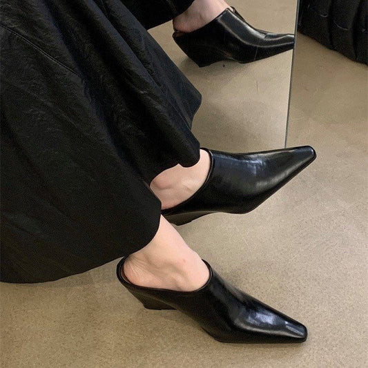 Wind Wedge Closed Toe Half Slippers For Women