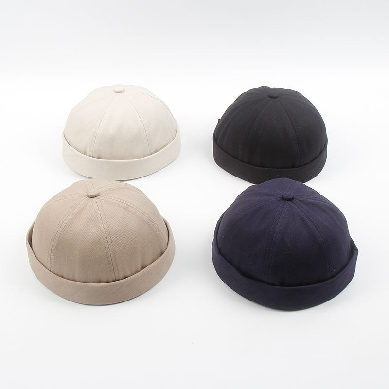 Men's And Women's Retro Versatile Solid Color Brimless Hat