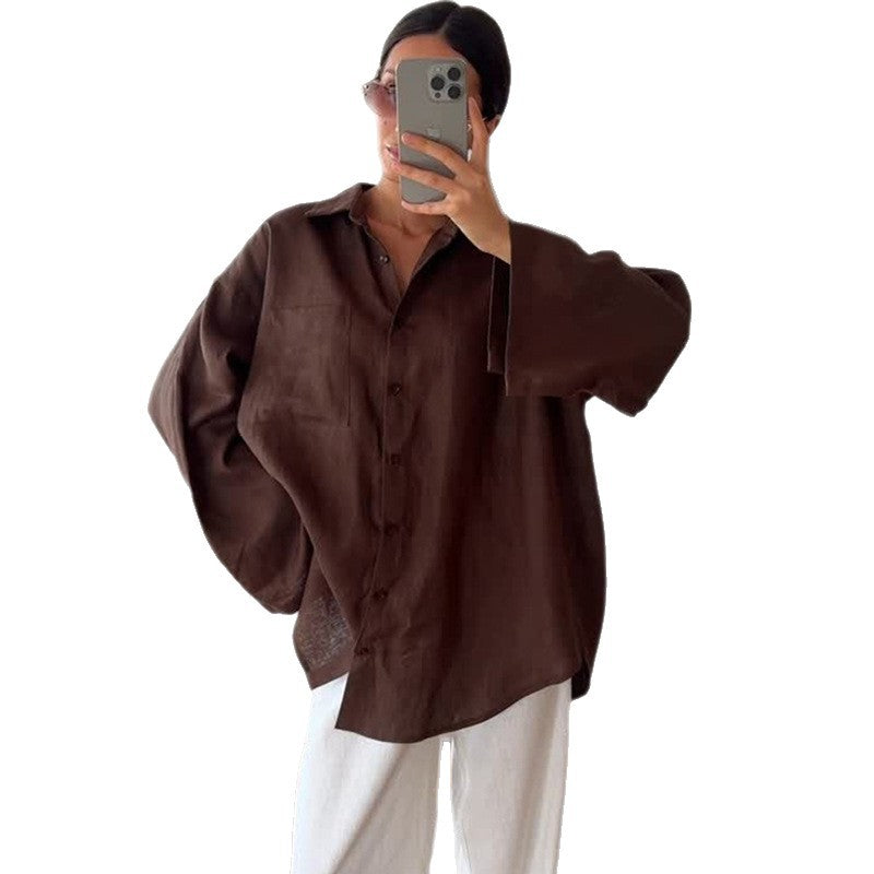 Stylish Loose-fitting Long-sleeve Womens Blouse