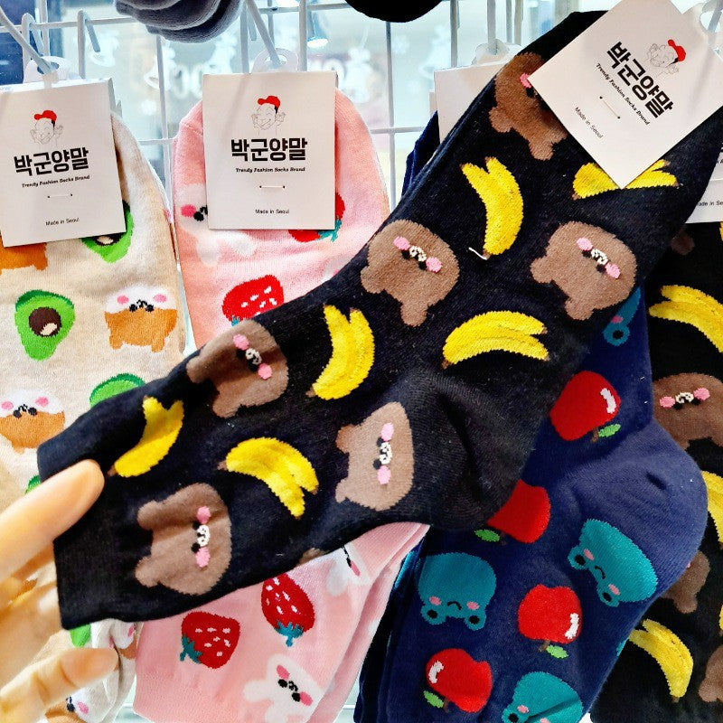 Medium Socks Little Bear Avocado Girls