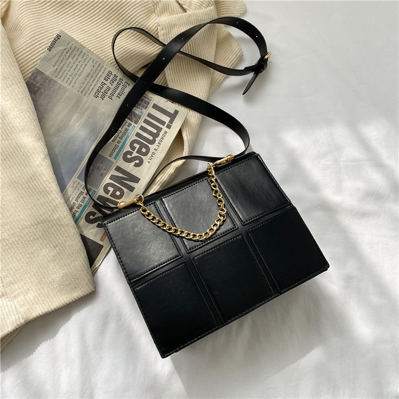 Fashion Stitching Quilted Check Underarm Small Square Bag