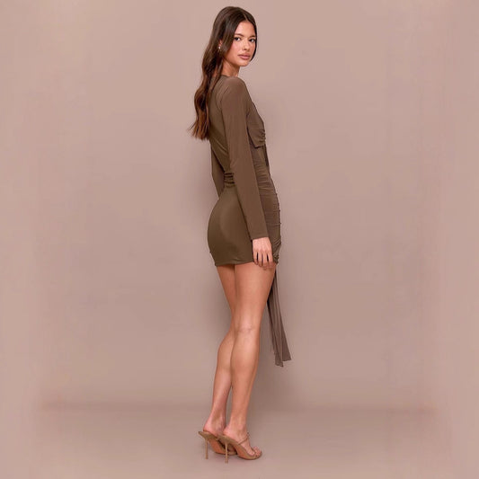 Seamless Straight Leg Stretchy Knit Slim Fit Long Sleeve Dress