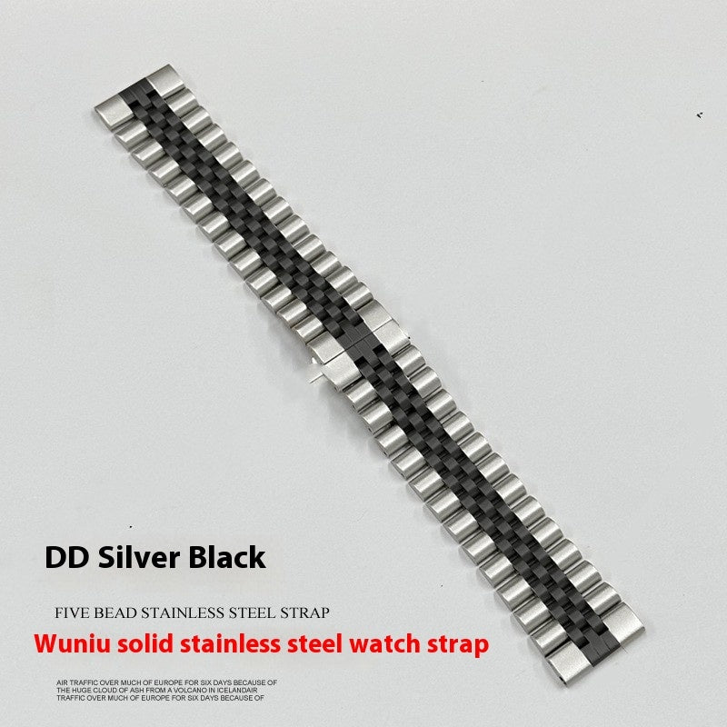 Five-bead Cow Ring Solid Stainless Steel Strap