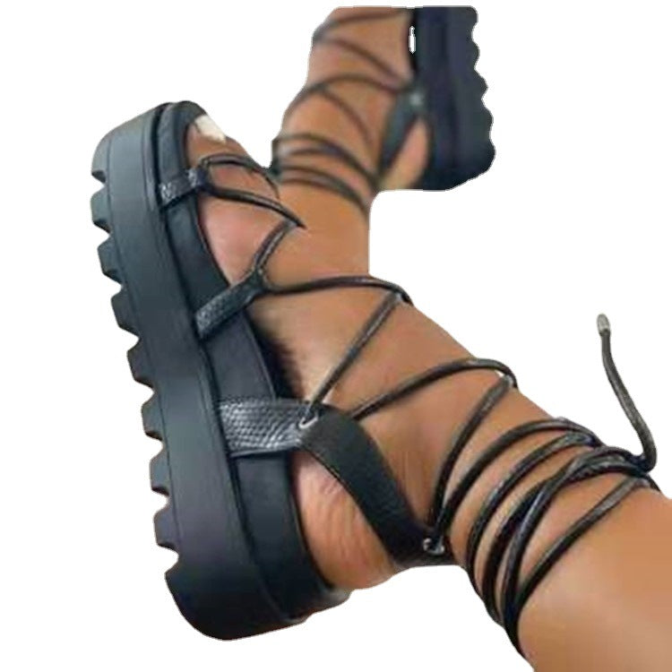 Large Size Sponge Cake Sole Strapped Roman Sandals