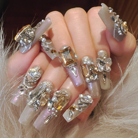 Negleudsmykning Tung Industri Luksus Rhinestone Lykkebringende Manicure Håndlavet Fototerapi Forseglingsoverflade