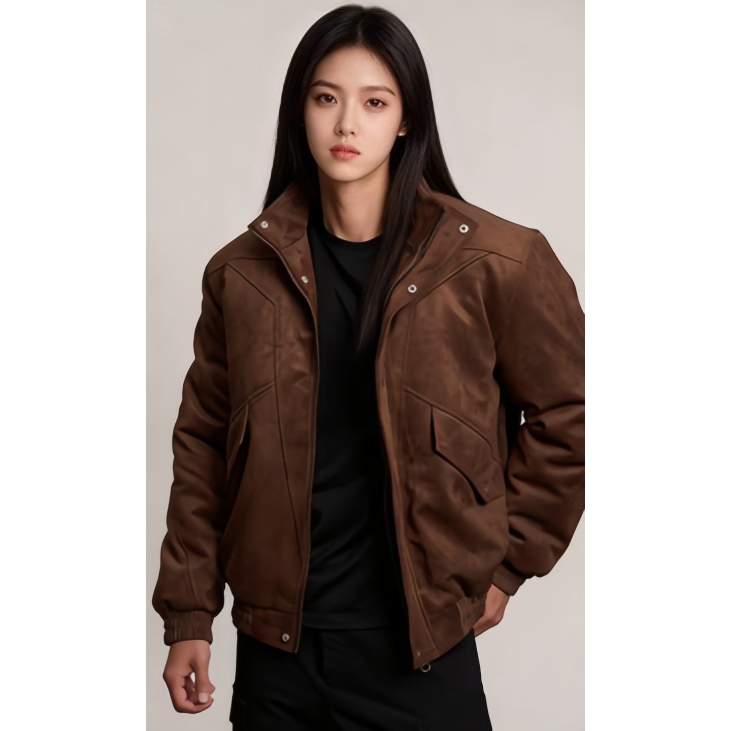 Stylish Versatile American-Style Patchwork Stand-Collar Mens Cotton Padded Jacket