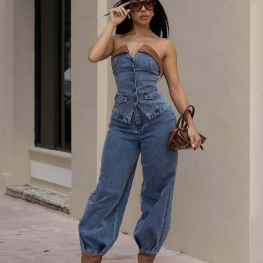 Tube Top Stretch Pants Casual Suit
