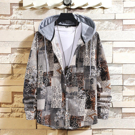 European And American Style Youth Casual Retro Color Matching Shirt