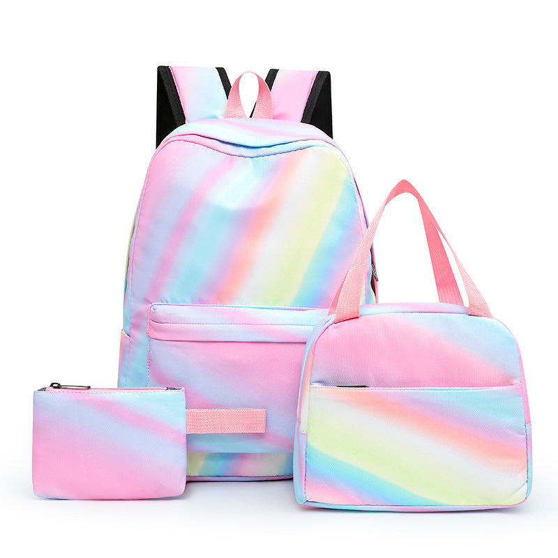 Three-piece Girl Starry Sky Graffiti Printing Primary School Student Schoolbag Lightweight Waterproof Backpack