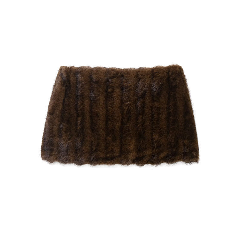 Women's Faux Fur Coat And Skirt
