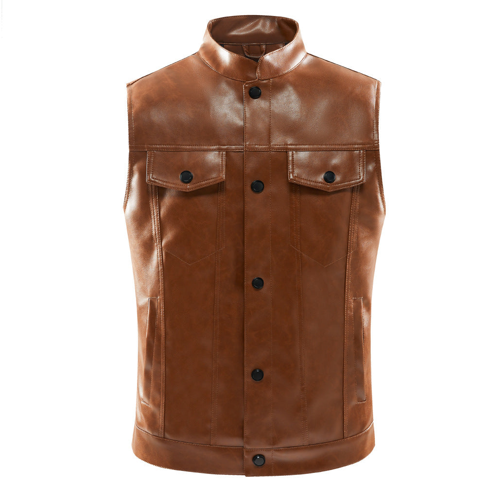 Men's Casual Multi-pocket Stand Collar Vest Coat