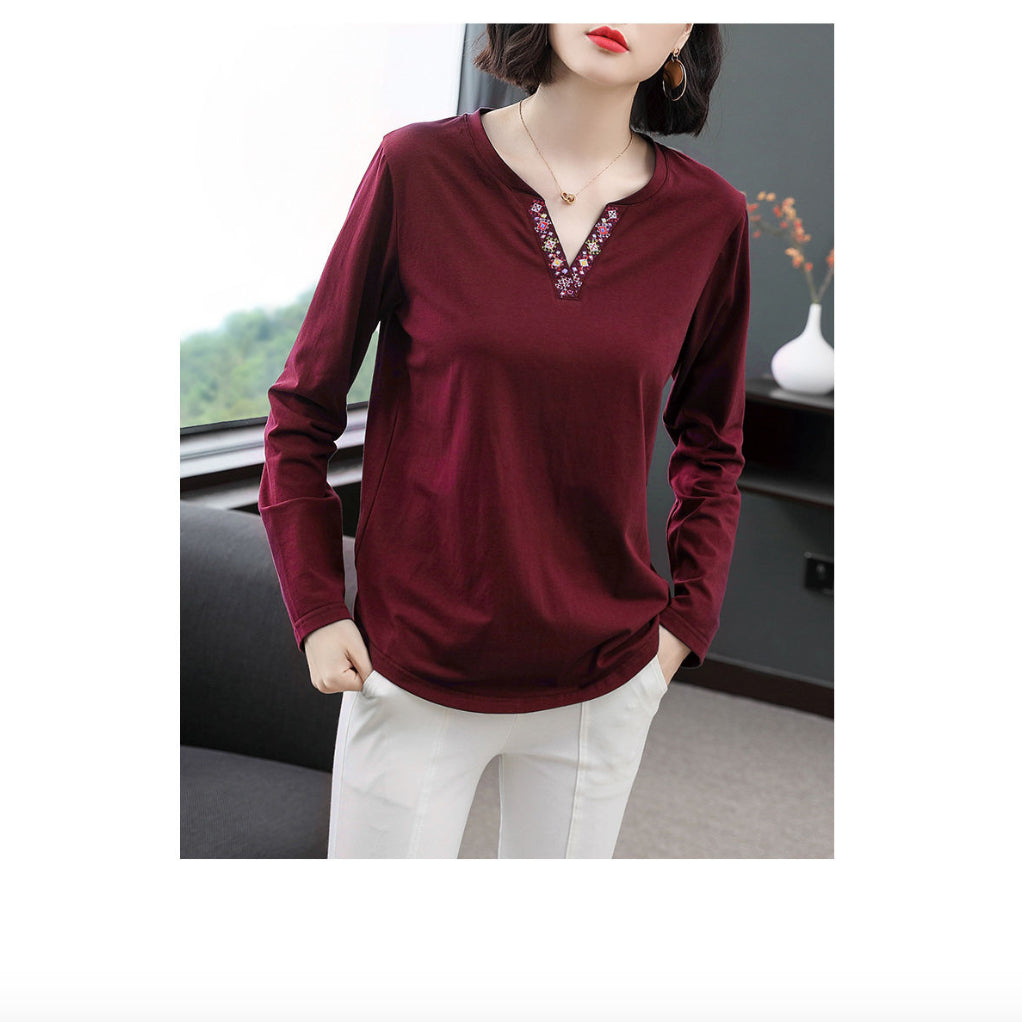 Women's Solid Color Loose Casual Base Shirt Top