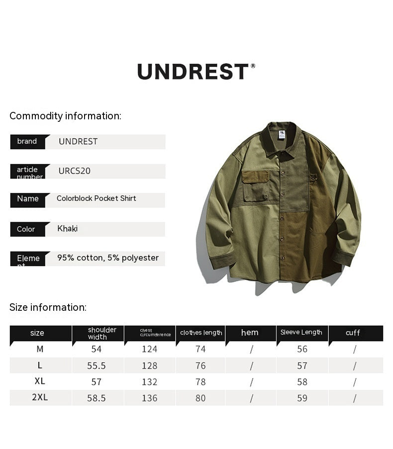 Loose Casual Military Block Shirt Men's Mountain