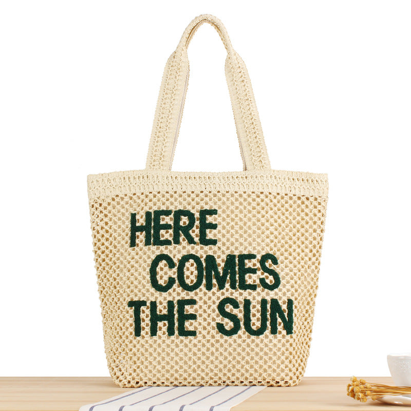 Large Capacity Business Commute Shoulder Minority All-match Straw Bag