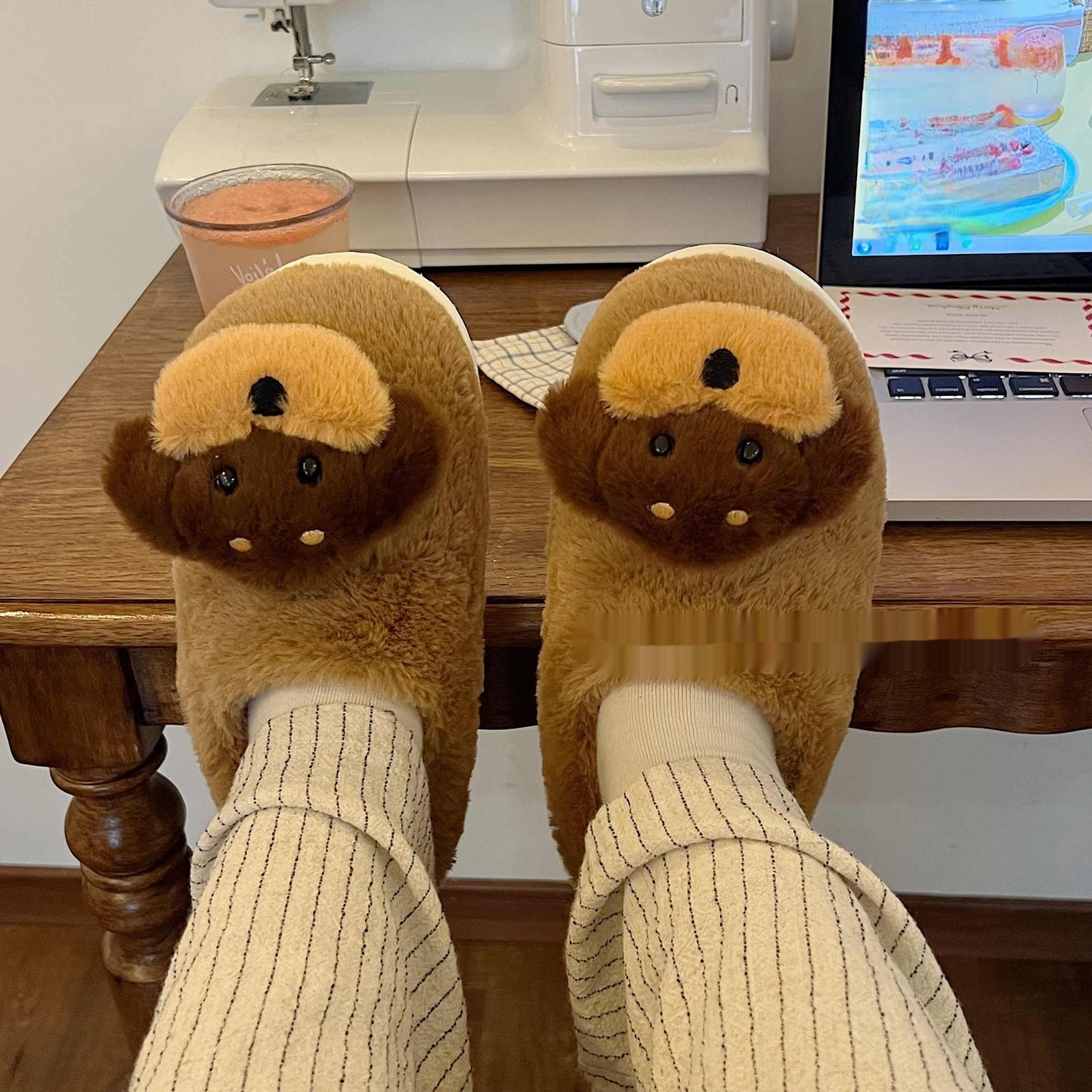 Ugly And Cute Sausage Puppy Plush Cotton Slippers Home Indoor Thickening Warm
