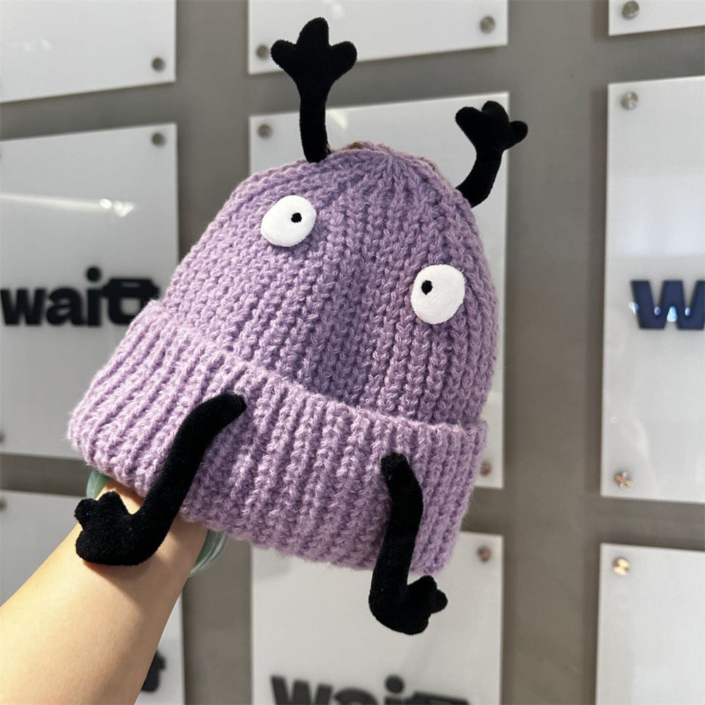 Children's Autumn And Winter Flanging Three-dimensional Warm Wool Hat