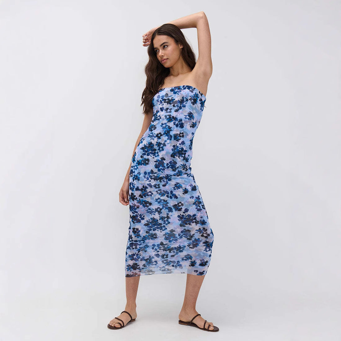 Sleeveless Off-shoulder Halterneck Sexy Backless Printed Dress