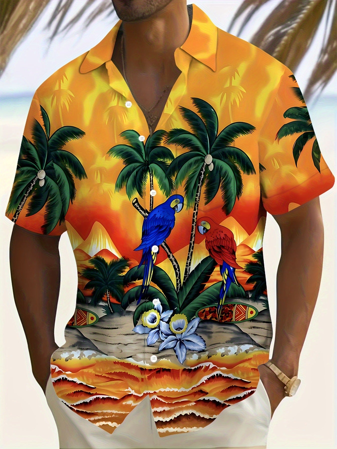 Printing Fashion New Flower Men's Short Sleeve Shirt