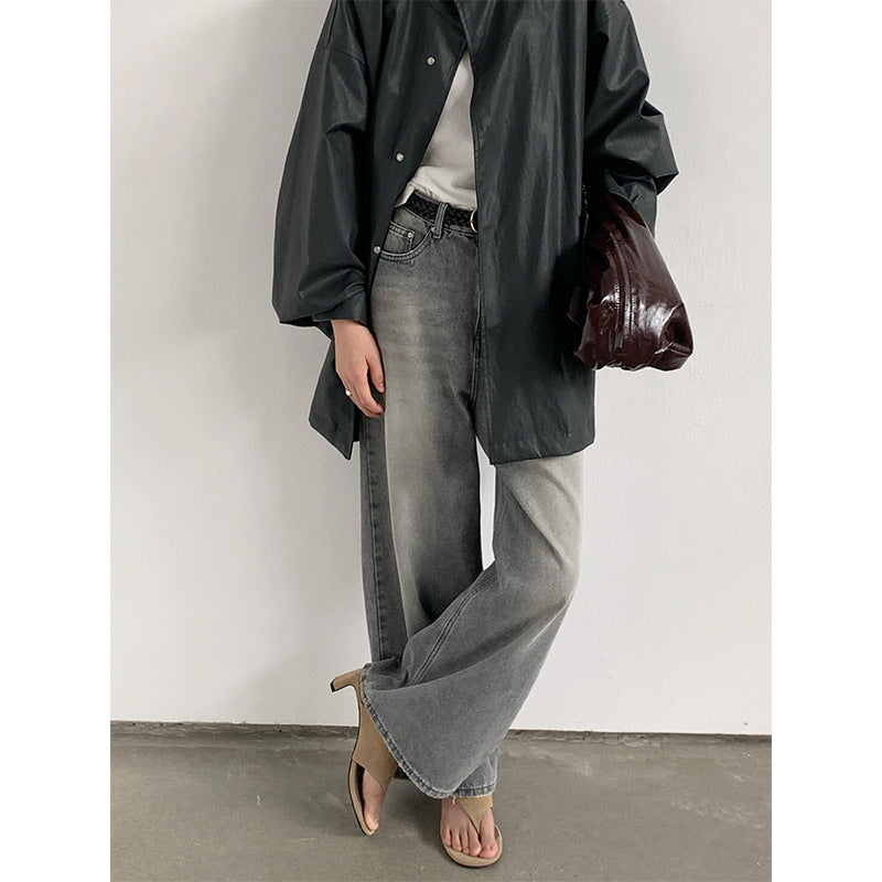 Straight Ripped Jeans Lazy And Versatile