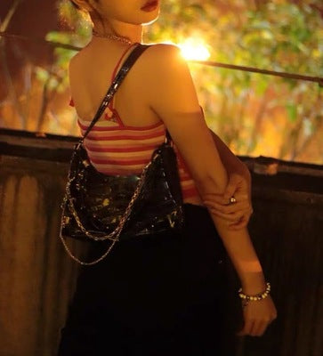 Skull Chain Underarm Bag Cross Crocodile Print Dark Hand Bill Of Lading Shoulder Bag