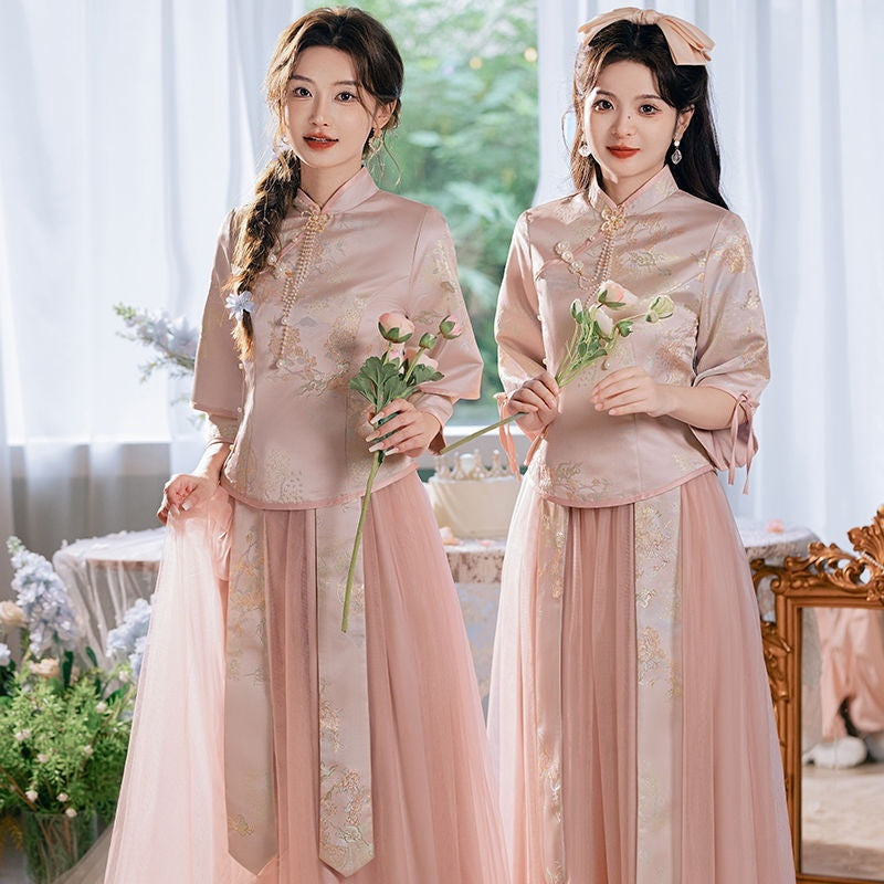 Polyester Women's Chinese Style Bridesmaid Dress