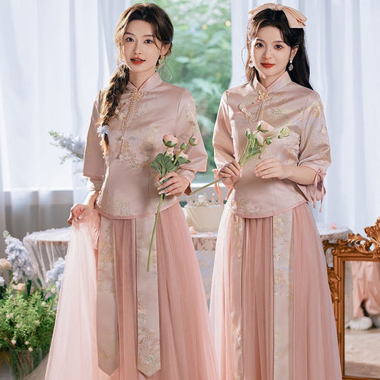 Polyester Women's Chinese Style Bridesmaid Dress