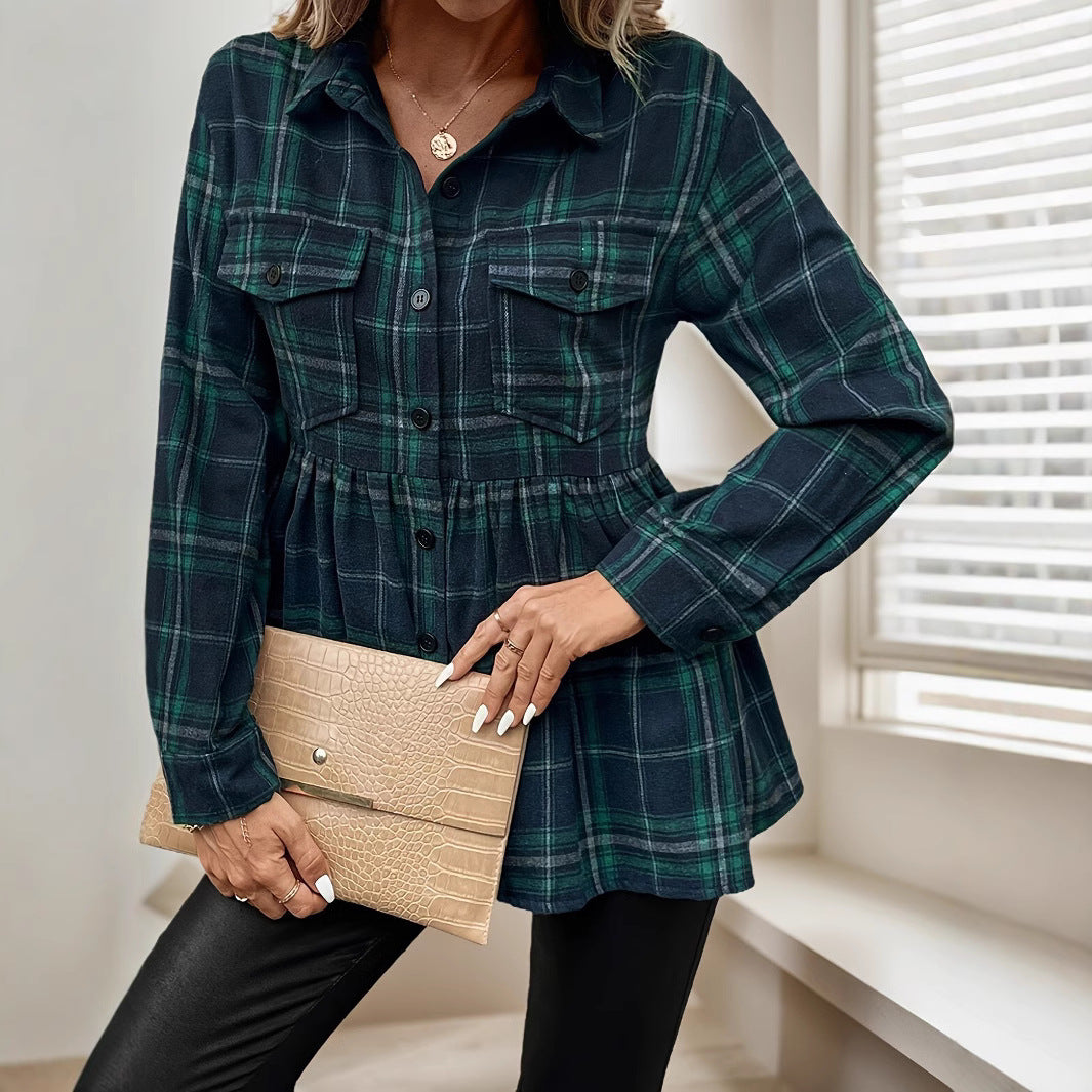 Lady Style Blouse With Green Stripes