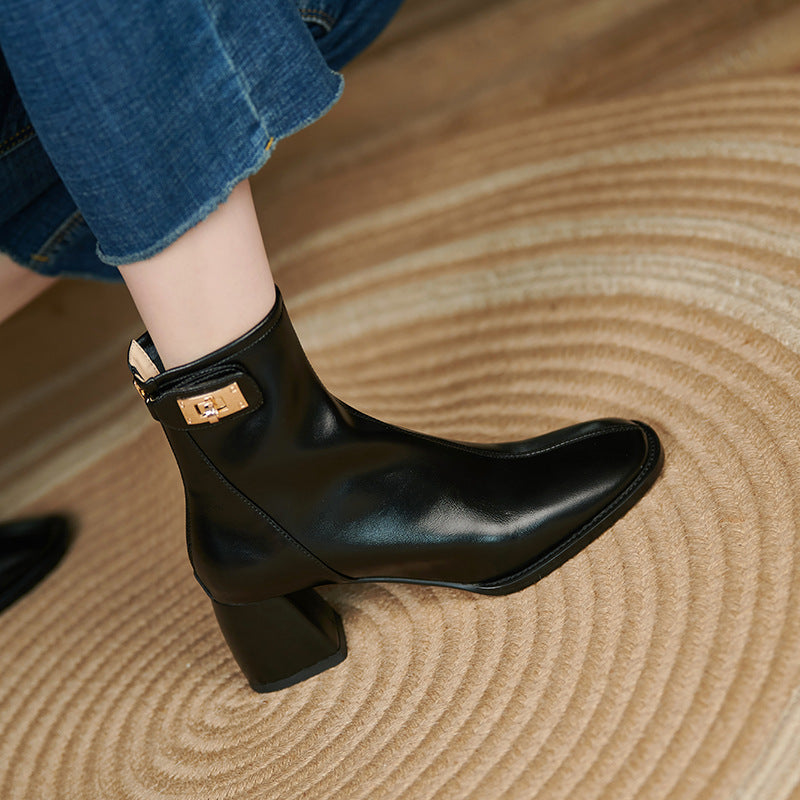 Fashion Women's Back Zipper High Heel Ankle Boots