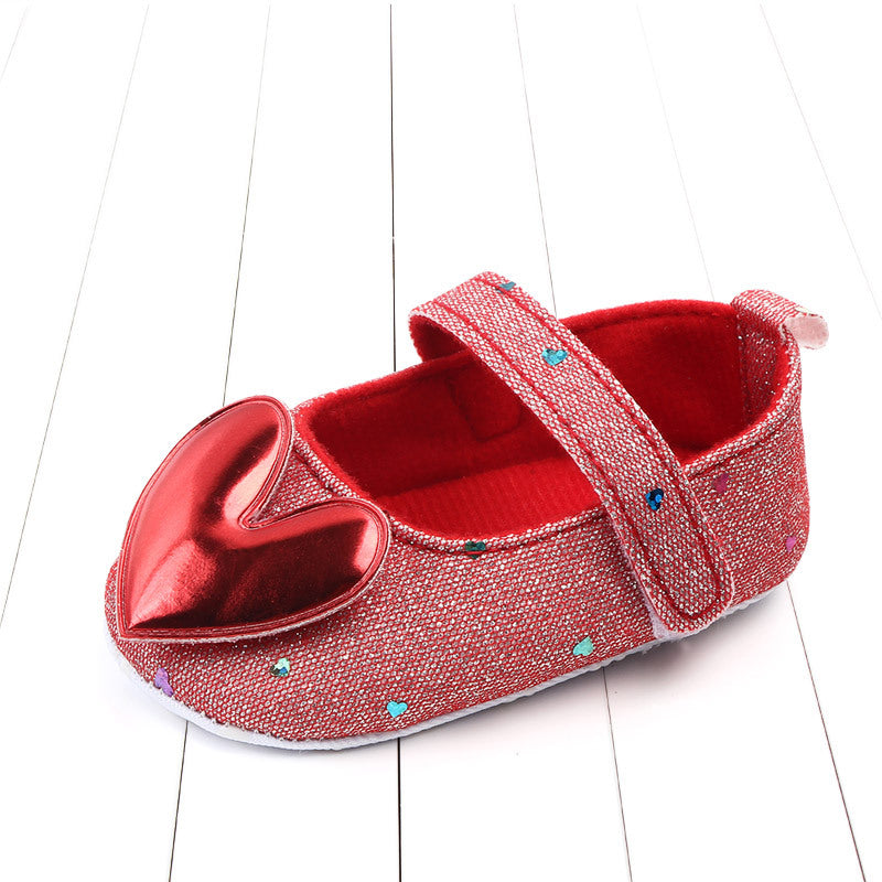 Autumn New Girls Baby Toddler Shoes Sequined Love Princess Shoes