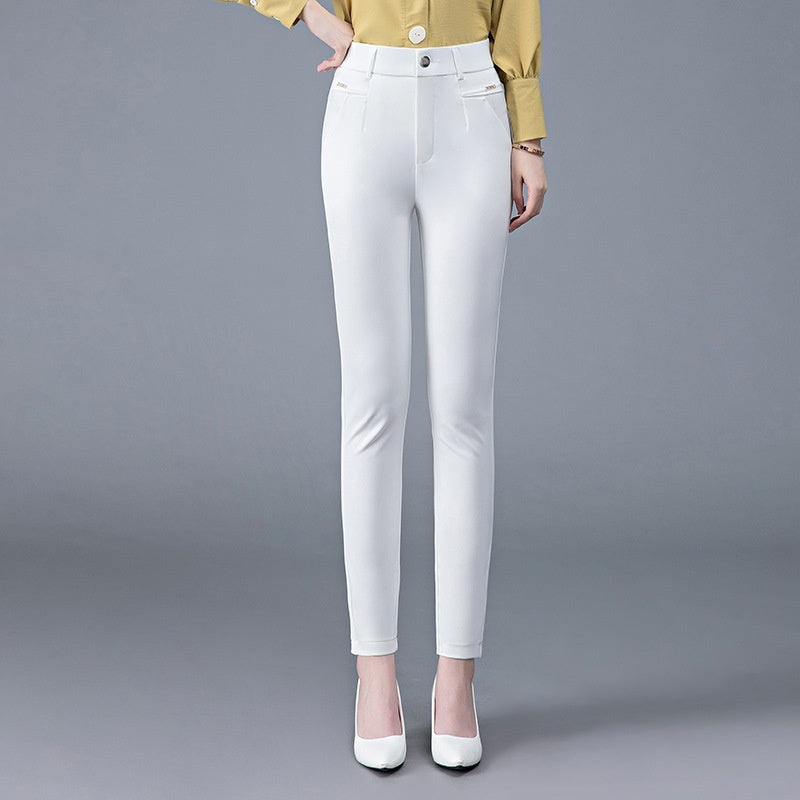Women's Casual Trousers Korean Style Versatile High Waist Stretch Slimming Long Skinny Pants