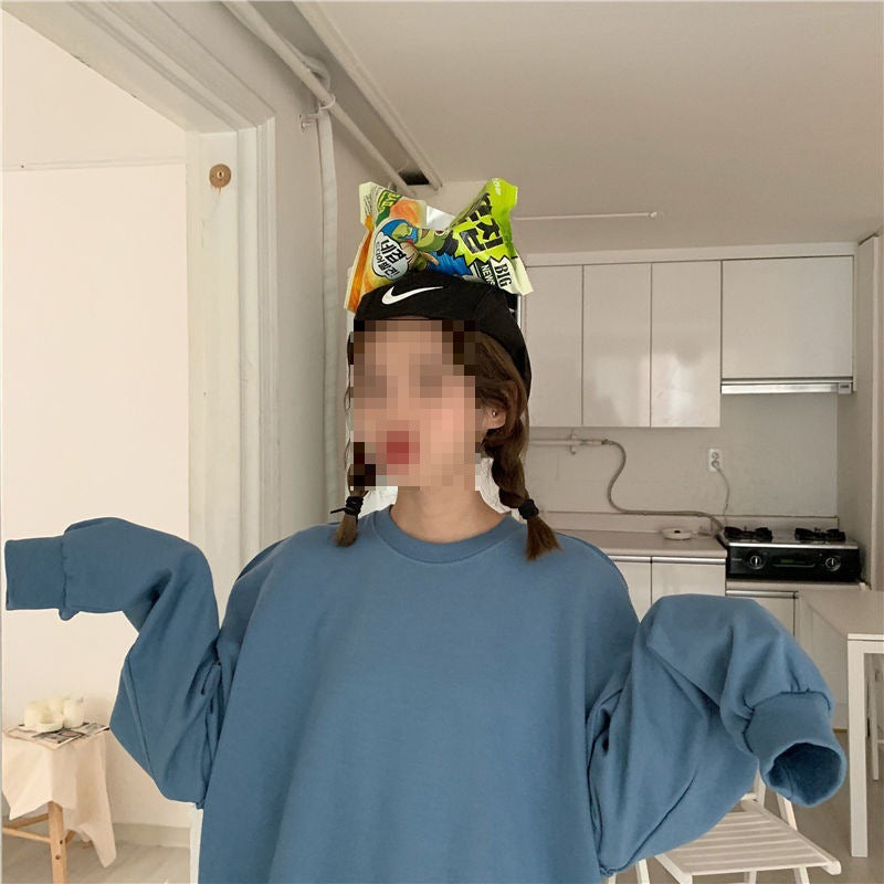 Korean Style Loose Solid Color Pullover Sweater
