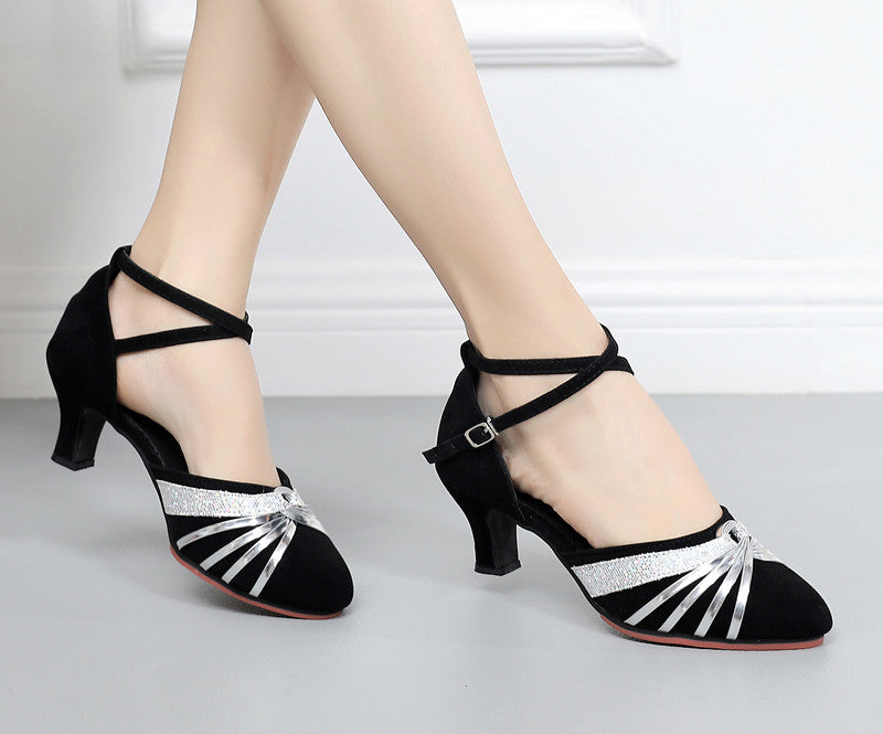 Latin Dance Shoes Female Middle And Soft Bottom Four Seasons