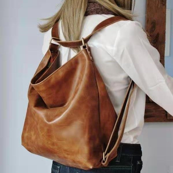 Retro Oil Waxed Leather Shoulder Large Capacity Soft Leather Soft Flat Style Messenger Bag