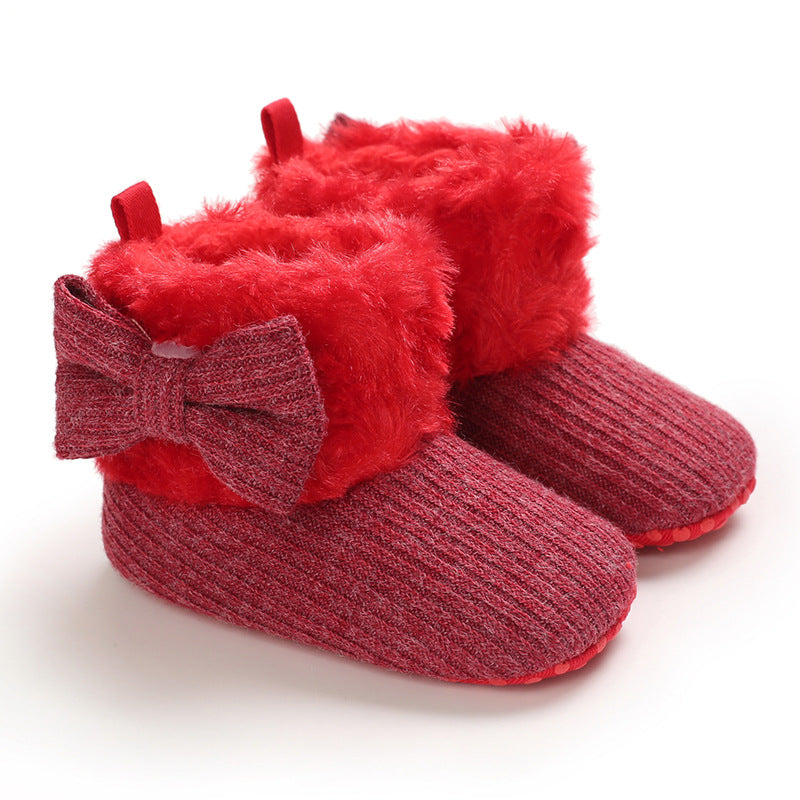 Years Old Men And Women Baby Snow Boots Bow Knitted Babies' Shoes