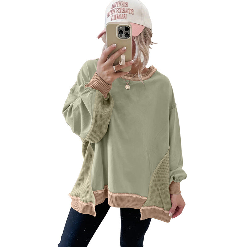 Ny rundhalset langærmet afslappet alsidig hoodie