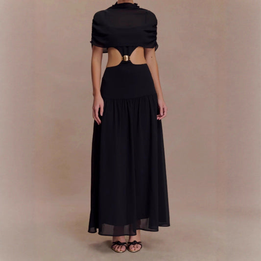 Sleeveless Hooded Midriff Baring Figure-hugging Dress