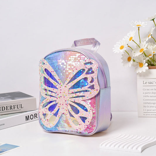 Sequined Children's Trendy Backpack Butterfly Wings Schoolbag