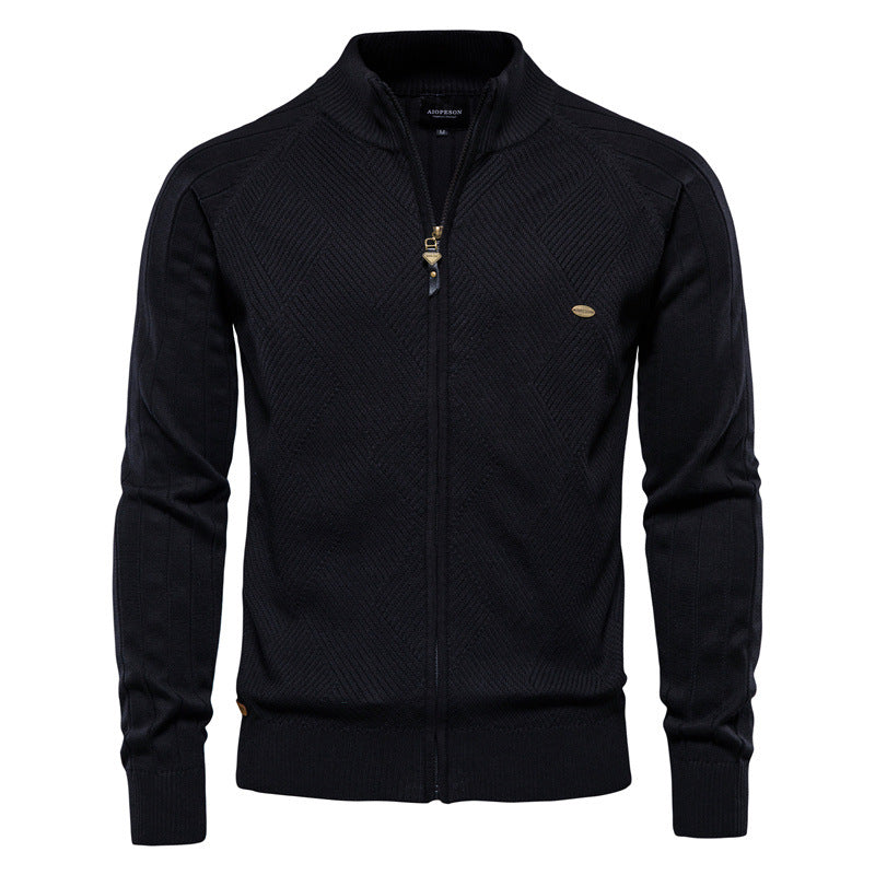 Autumn Cross-border Men's Cardigan New Men's Solid Color