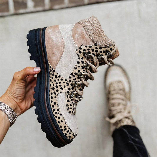 Plus Size Lace Up Martin Boots Low Top Round Toe Ladies