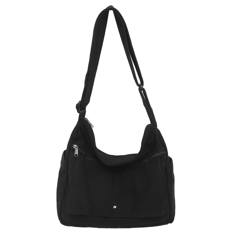 Washed Canvas Draping Women's Artistic Casual Crossbody Bag