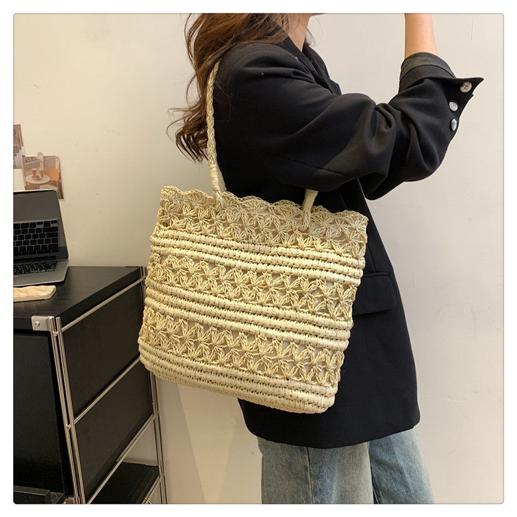 French Vintage Weave Hollow Shoulder Bag