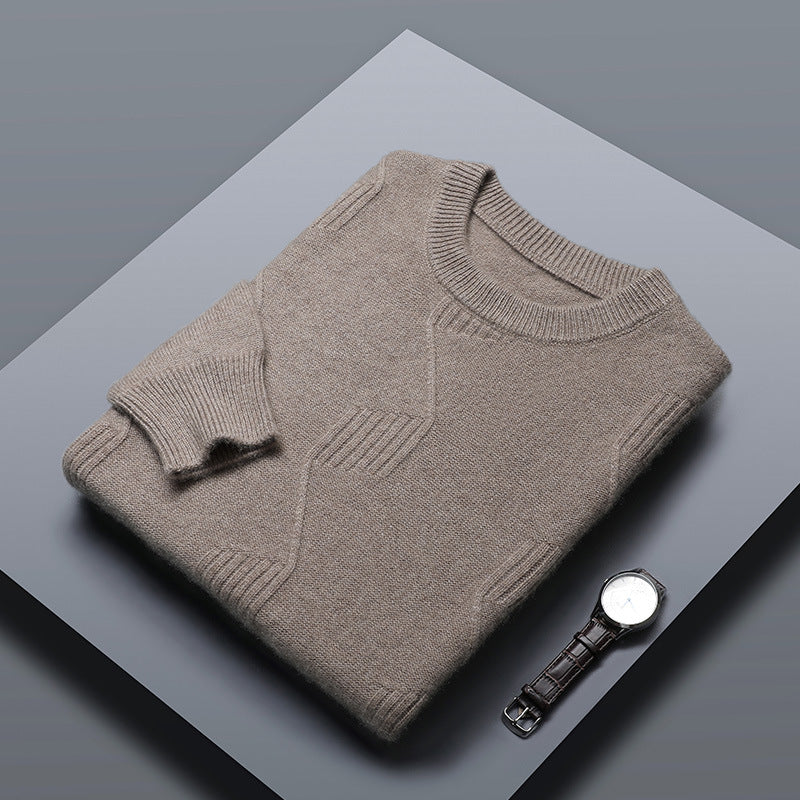 Fashion Men's Round Neck Thick Twisted Sweater