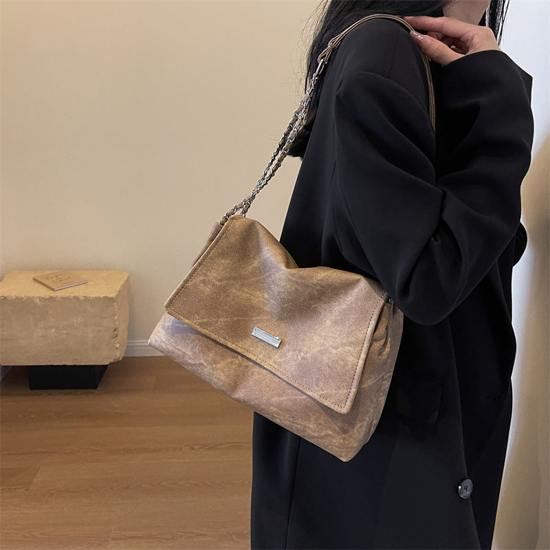 Texture Chain Shoulder Bag Crossbody Commuter Tote